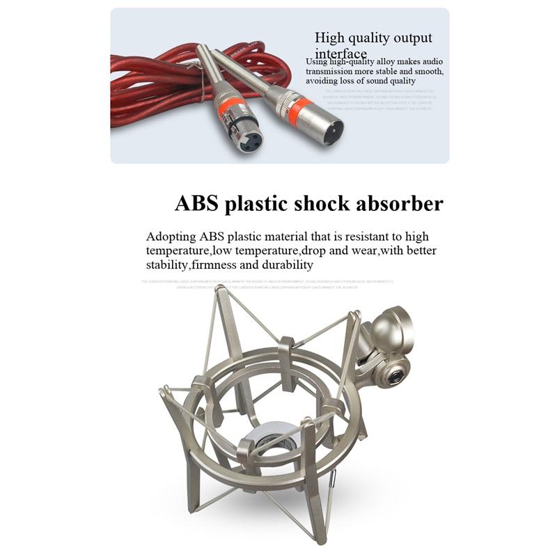 Top Studio Metal U87 Condenser Microphone Professional Cardioid Studio Mic for Recording Podcasting Voice Over Streaming Home  A