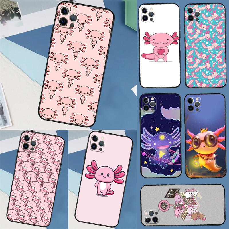 Cute Animal Axolotl Phone Case For iPhone 16 15 13 14 12 11 Pro Max X XR XS Max 14 Plus Soft Case Cover