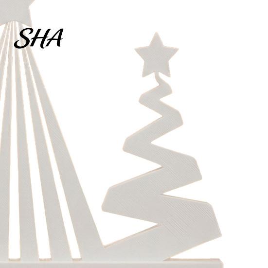 Modern Christmas Table Decor 3D Printed Abstract Tree Figurine, Minimalist Xmas Holiday Centerpiece with Star Topper for Home, Office, Party