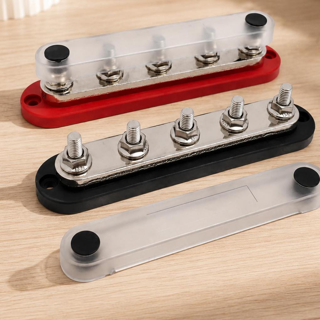 2 Pieces 5-Terminal Busbar Heat Resistant Power Distribution Block Compact
