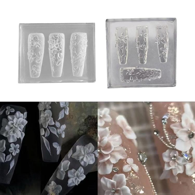 Multipurpose Nail Art Template Tool Stylish Silicone Nail Art Molds Embossing Carving Templates for Nail Enthusiasts