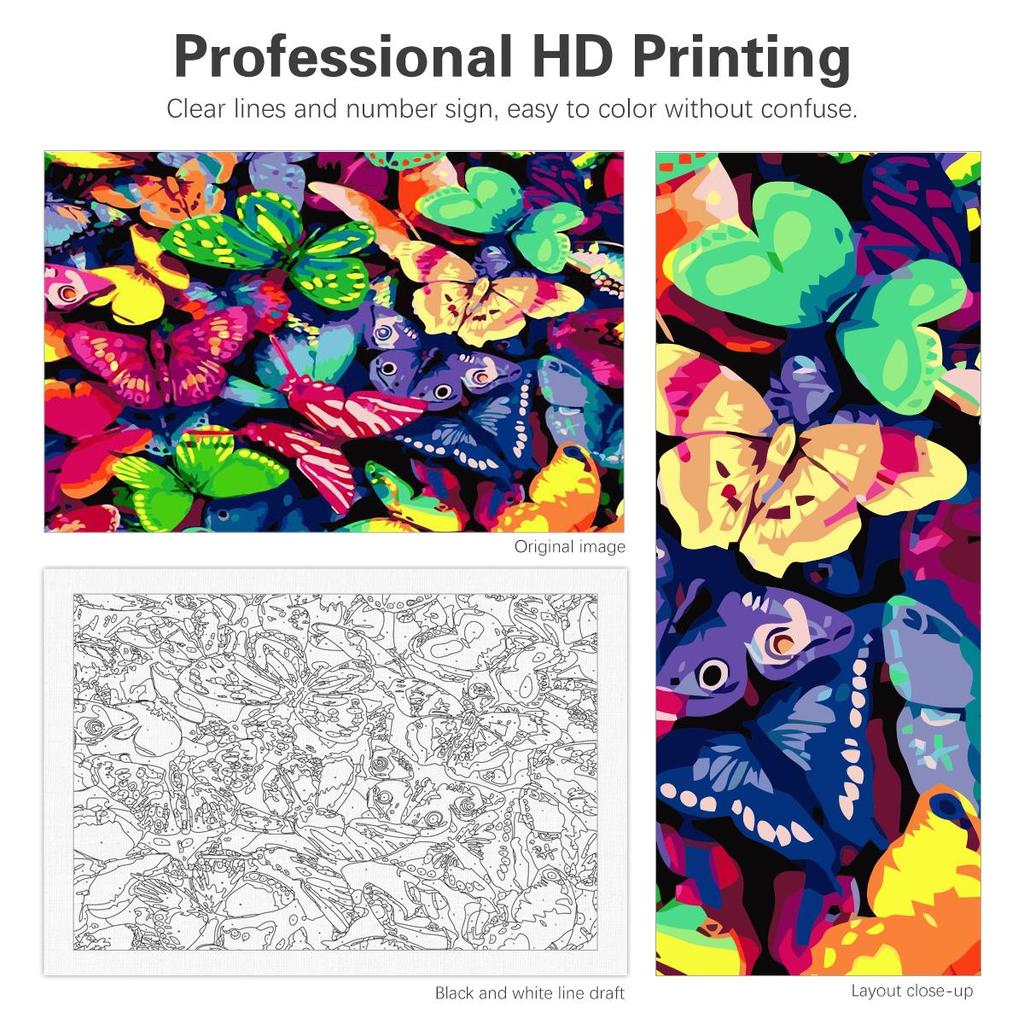 Frame Painting By Numbers For Adults Kit Butterfly Animals Starter Kit Acrylic Paint Picture With Numbers Crafts For Home Decors 40x50