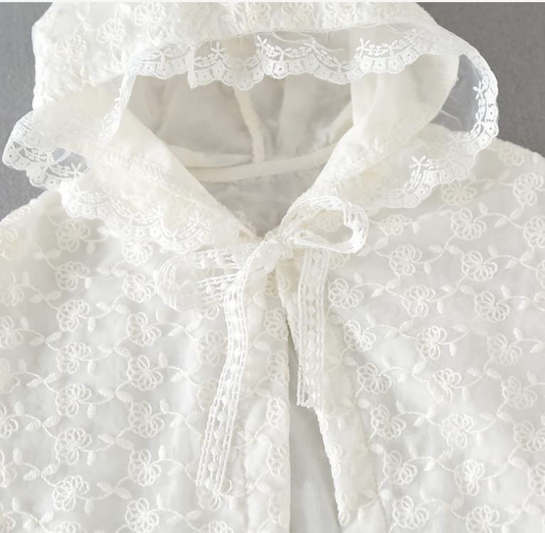 SLINX Baby Poncho with Princess White Floral for Outing Cold UV Outerwear Hood, Coat, All-Lace, Print, Children's Cloak/Cape Girls, Cloak, Protection,