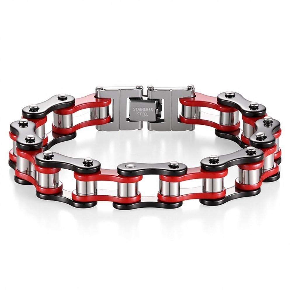 Stainless Steel Bike Chain Design Bracelet Adjustable High Polished Biker Link Chain Bracelet Comfortable To Wear Fashion
