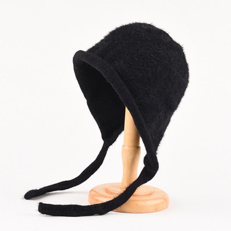 Mütze Damen Winter Warm Ohrenschutz Gestrickte Überziehmütze Sturmhaube Hut Band Doppelnutzung Plüsch Blitzmütze