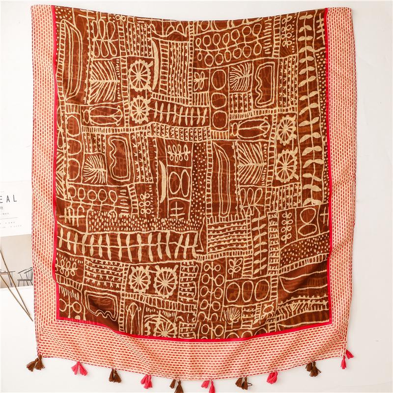 Bohemian Ethnic Style Hand-Painted Bali Yarn Silk Shawl Scarf for Women