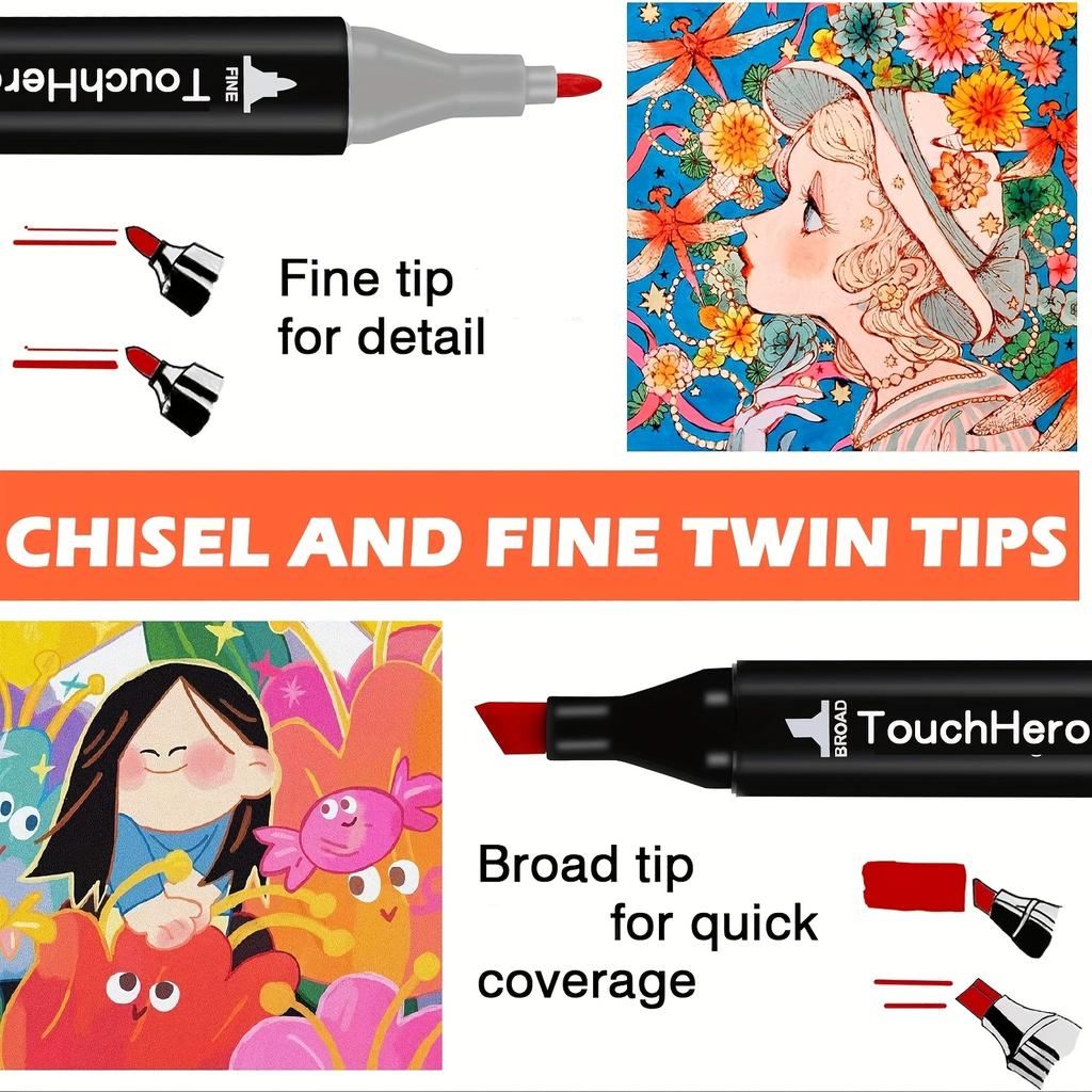24-48 Colors Art Markers Set Alcohol Oily Felt Marker Pen Double Head Permanent Coloring Pens Graffiti Manga School Art Supplies