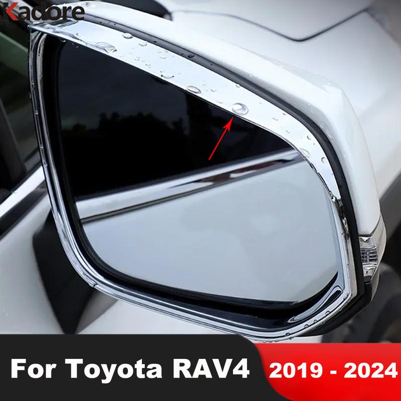 Rearview Mirror Eyebrow Cover Trim For Toyota RAV4 RAV 4 -2024  Chrome Car Side Mirrors Rain Shield Sun Visor Accessories