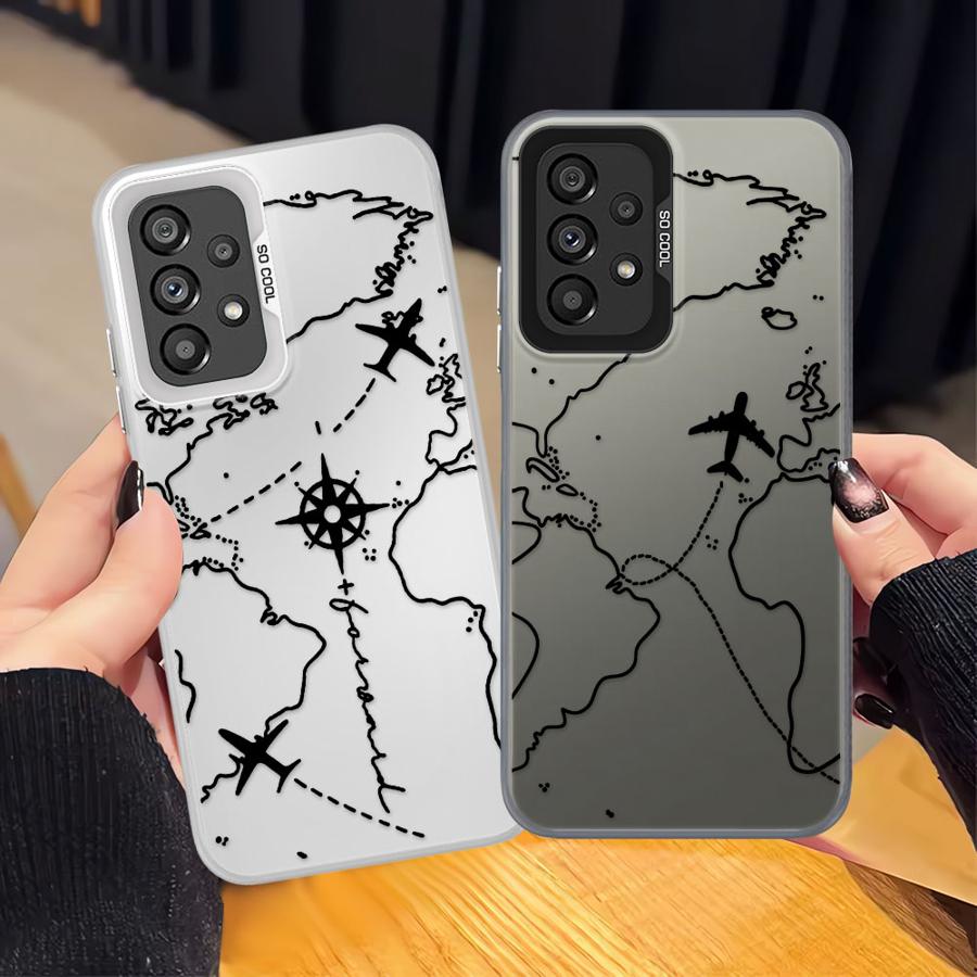 Phone Cover Case for Samsung Galaxy A54 A23 A71 A13 A32 A36 A17 A52 A16 A34 A25 A73 A72 A12 A14 A56 Airplane Route