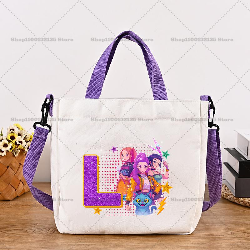 26letters Korean Pop Demon Hunters Women Canvas Shoulder Pouch Girls Tote Pouch Handbag Trendy Crossbody Pouch Latest Pink Presents 2026
