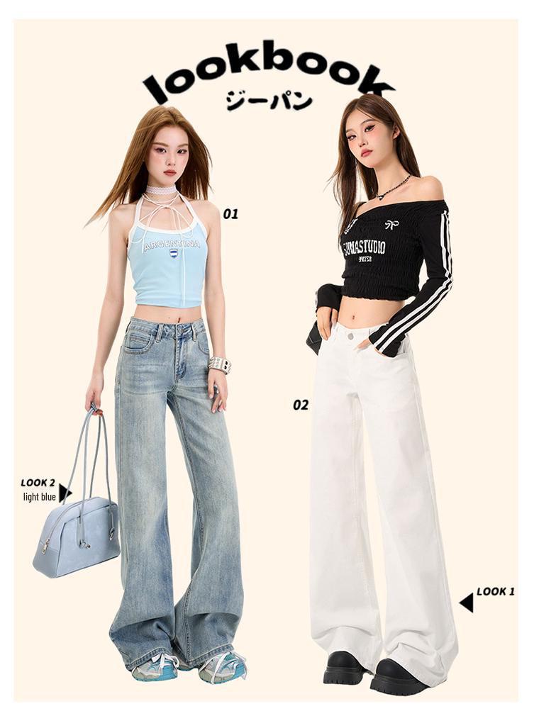 Women's Low Waist Flared Jeans - Spring/Summer 2025 Retro Slim Fit