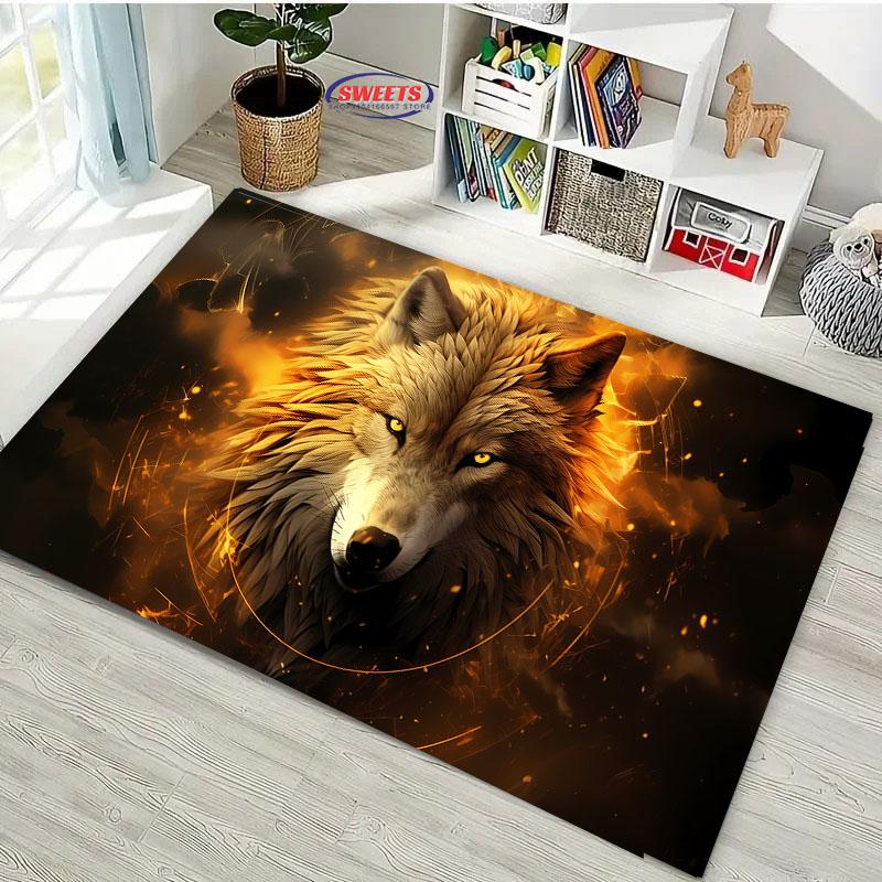 Wolf Art Non-Slip Soft Area Rug for Living Room Bedroom Sofa Doormat Home Office Decor Durable Floor Mat Gift