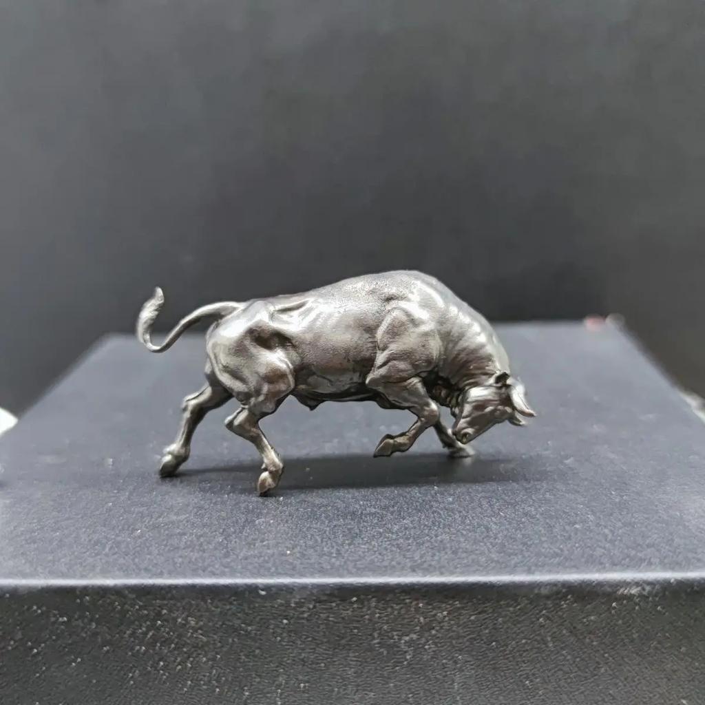 MINI Solid Pure Copper Ornament Bullish Lucky Cow 6cm Bull Wall Street Mascot Home Decor Desktop Crafts Sculpture Decoration