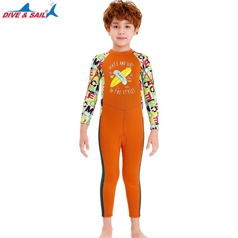 Kids 2.5mm Thick Neoprene Wetsuit Long Sleeve Full Body Dive Suit Snorkeling Surfing Swimming Warm Protection