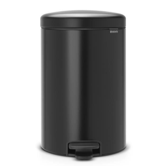 BRABANTIA Poubelle à pédale New Icon 20 L noir mat