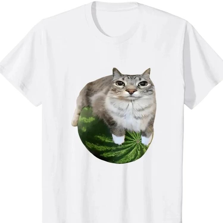 Watermelon Cat Silly Cat Meme T-Shirt A Hilarious Watermelon Print Shirt Is A Stylish Unisex Top for Both Men and Women