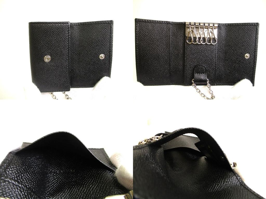 Authentic BVLGARI Black Leather 6 Pics Key Chain #a838  Refurbished