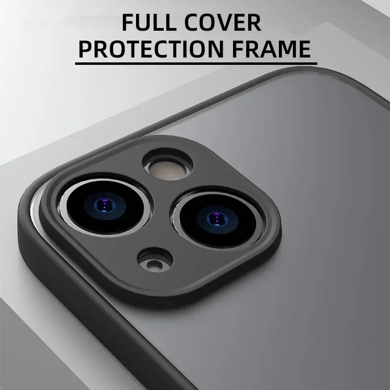 Shockproof Thin Matte Case For iPhone 15 16 13 12 11 14 Pro Max Plus Mini XR XS X Silicone Bumper Clear Hard Cover Capa Funda