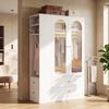 Kleiderschrank Weiß, 120 x 50 x 200 cm, 4 Schubladen, 2 Glastüren und 2 Kleiderstangen, Moderner Schlafzimmerschrank, für Schlafzimmer, Kinderzimmer, Büro