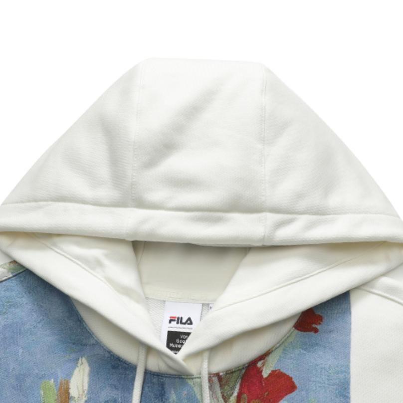 FILA X Van Gogh Museum Logo Print Color Block Sports Knit Sweatshirt Women sweatshirts Cloud-White F11W218214F-WT