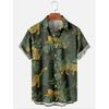 Camicia da uomo hawaiana a maniche corte con stampa, top alla moda con colletto, albero di cocco da spiaggia, nuova per il 2026 per uomo, abbigliamento floreale