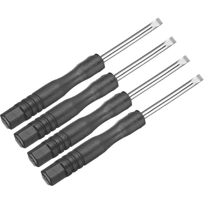 Uxcell 4 Stück Mini-Schlitzschraubendreher 3,0 mm Länge 80 mm Mikro-Präzisions-Flachkopfschraubendreher mit rutschfestem schwarzem Griff für Uhren und Brillen