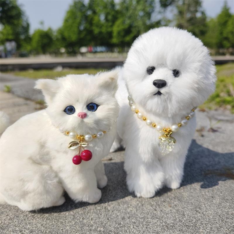 New Love Pendant Pearl Beaded Pet Necklace Versatile Accessories Handmade Cat and Dog Collar