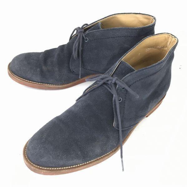 

BEAMS suede leather chukka boots men 27.0 navy vintage