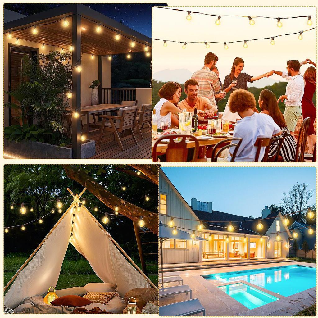 Waterproof G40 Solar Garden String Lights for Outdoor Decoration and Camping