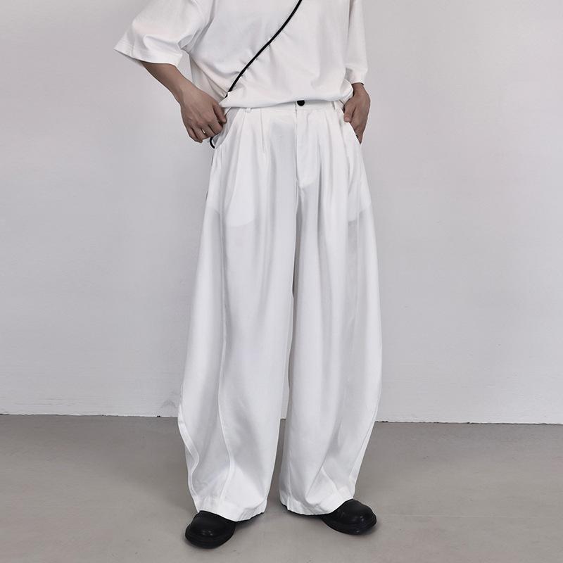 

Johnature Summer Thin Loose Loose Casual Pants Women Wide-Leg Straight Pants White Simple Long Harem Pants L белый