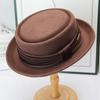 New warped edge wool top hat British retro autumn and winter jazz hat European and American women's short brim fashion versatile hat