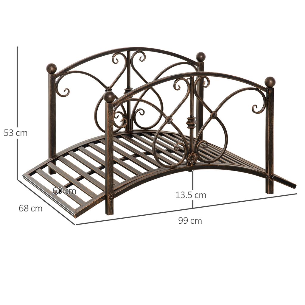 Vintage Garden Bridge with Floral Elements, In Metal, 99x68x53cm, Black