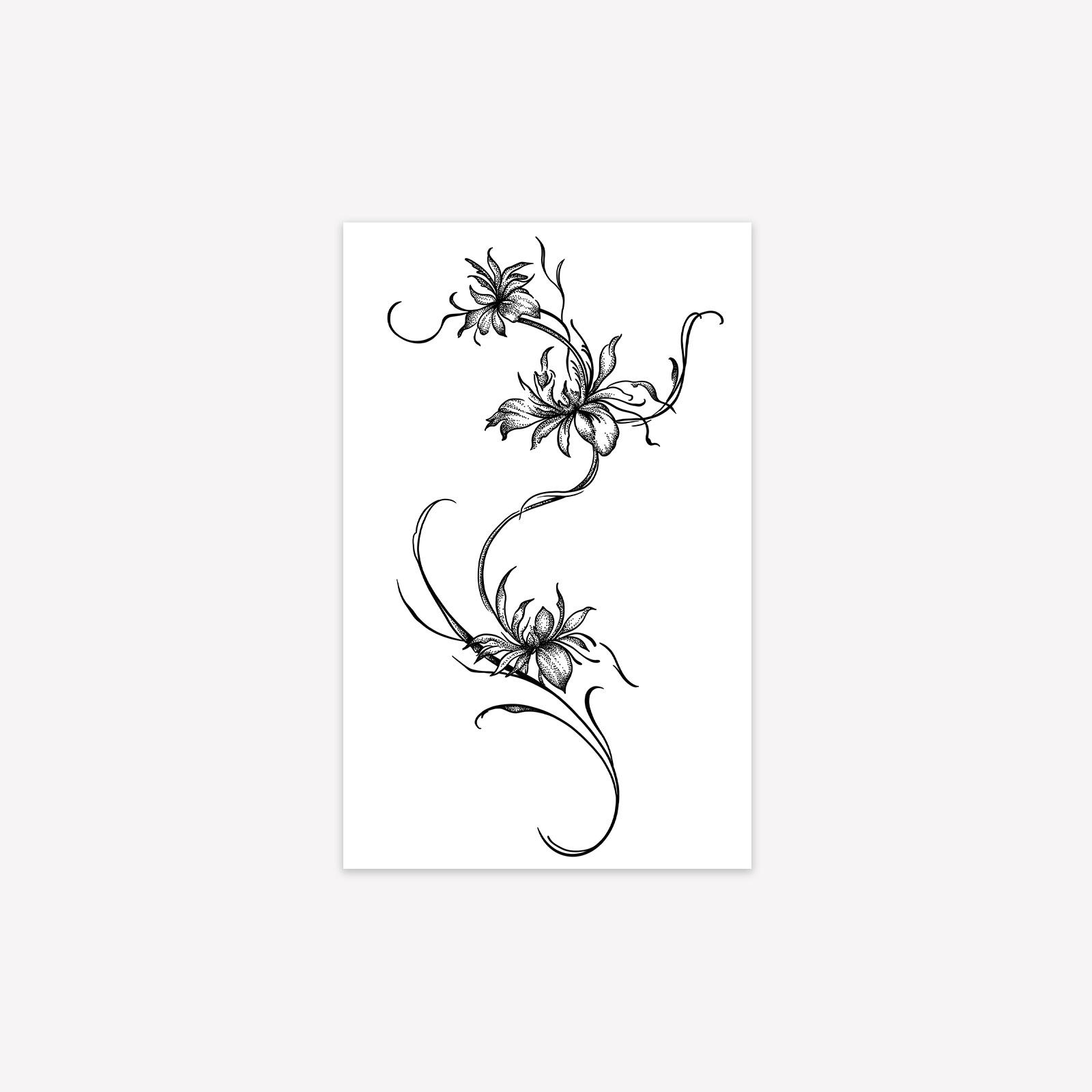 Small Waist And Abdomen, Fresh Plain Flower Tattoo Sticker, Advanced Sense, Personality And Simple Tattoo Sticker 12*19