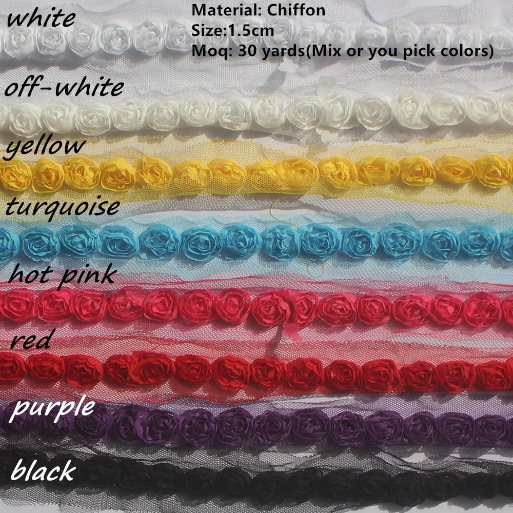 

30 лет 2,5 дюйма потертый шифон цветы для новорожденных девочек комбинезон для волос платье одежда швейные принадлежности