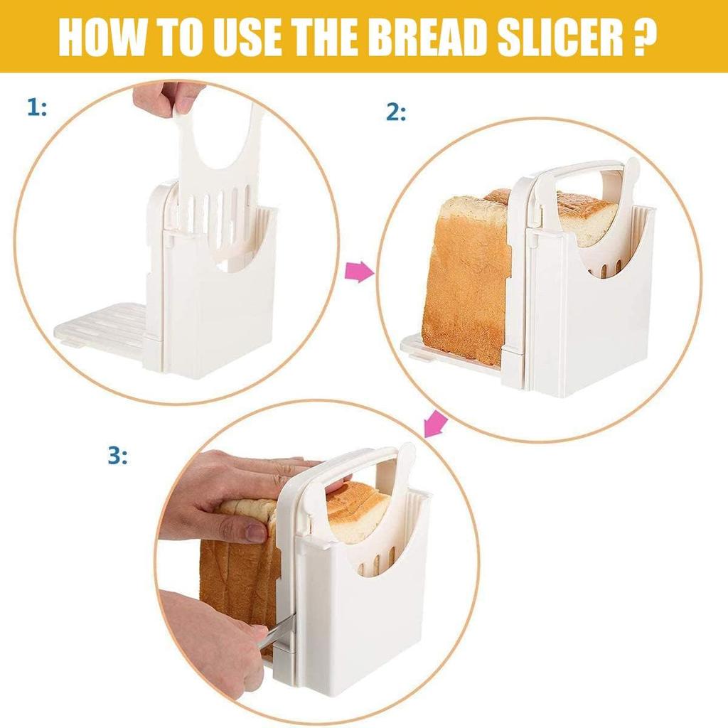 Bread Slicer Foldable Toast Slicer Tool Adjustable Toast Loaf Slicing Machine Plastic Bread Cutting Guide Tools for Homemade Baking Tool