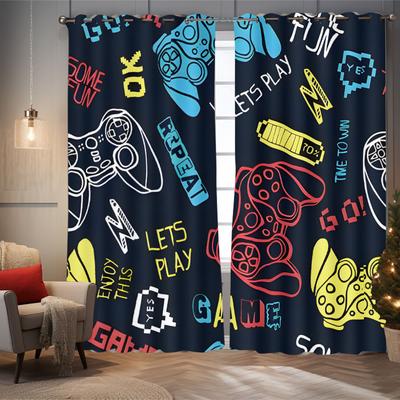 2pcs Game Controller Pattern Printed Curtains, Suitable for Living Room, Bedroom,study, Office, Sliding Window, Gift for Gamers
