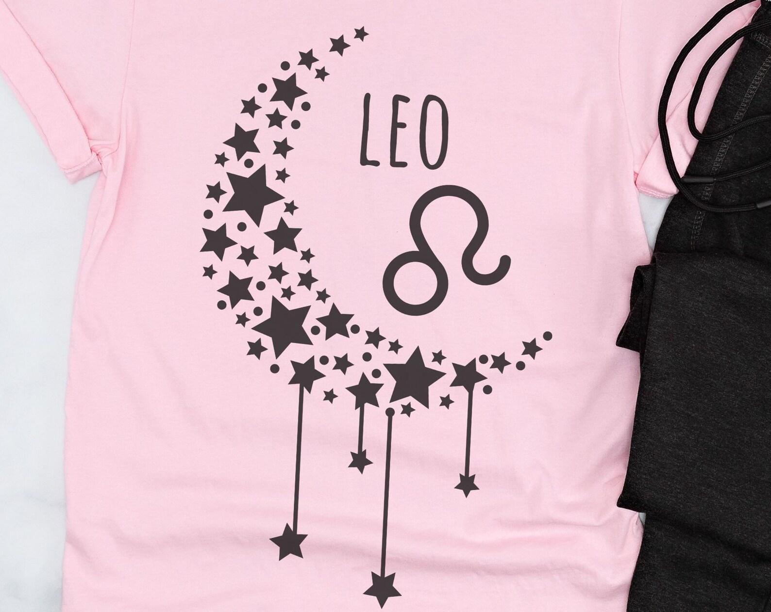 Leo, Leo the lion, Leo zodiac sign with moon and stars, astrological shirt, astrology shirt, zodiac decor, Unisex Jersey Short Sleeve Tee S