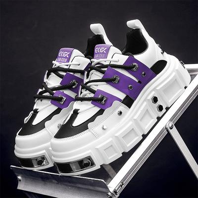 Street Style Men Platform Shoes Punk Metal Designer Skateboard Sneakers Man Original Sneaker Lace-up Trend Men's Casual Sneakers