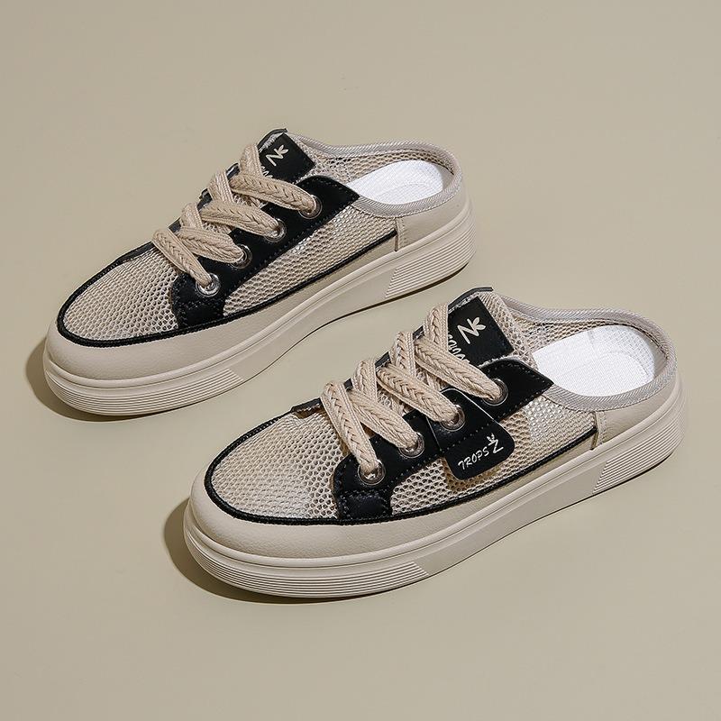 Hollowed-out White Sneakers Are Versatile and Casual Half-drag Women's Shoes for Female Students