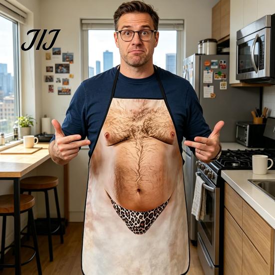 Unique Birthday Gifts for Men And Women Funny Hairy Belly Apron, Waterproof Canvas Cooking Adjustable Straps Prank White Elephant Party Bib