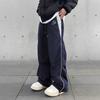 Pantaloni da tuta larghi a gamba larga con inserti laterali e vita con coulisse regolabile per uomo e donna, unisex, casual, sportswear