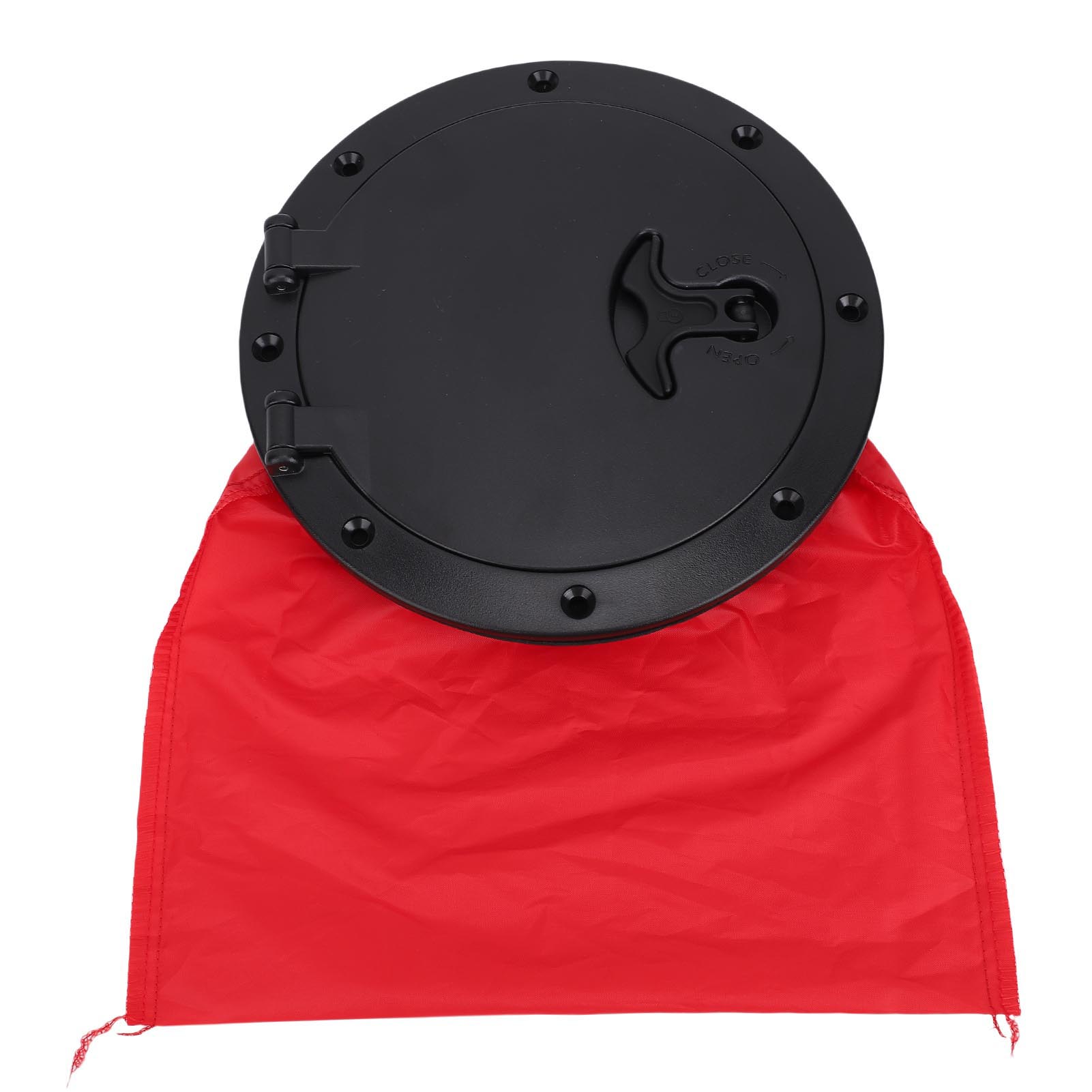 

Black Deck Plate Kit Round Deck Hatch Cover with Red Waterproofing Bag for Kayak Boat Fishing Rigging 6 Inch