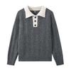 Autumn Winter Korean Style Men's Knitted Sweater Fashion Patchwork Turn Down Collar Casual Knit Pullovers Warm Couple Sweaters