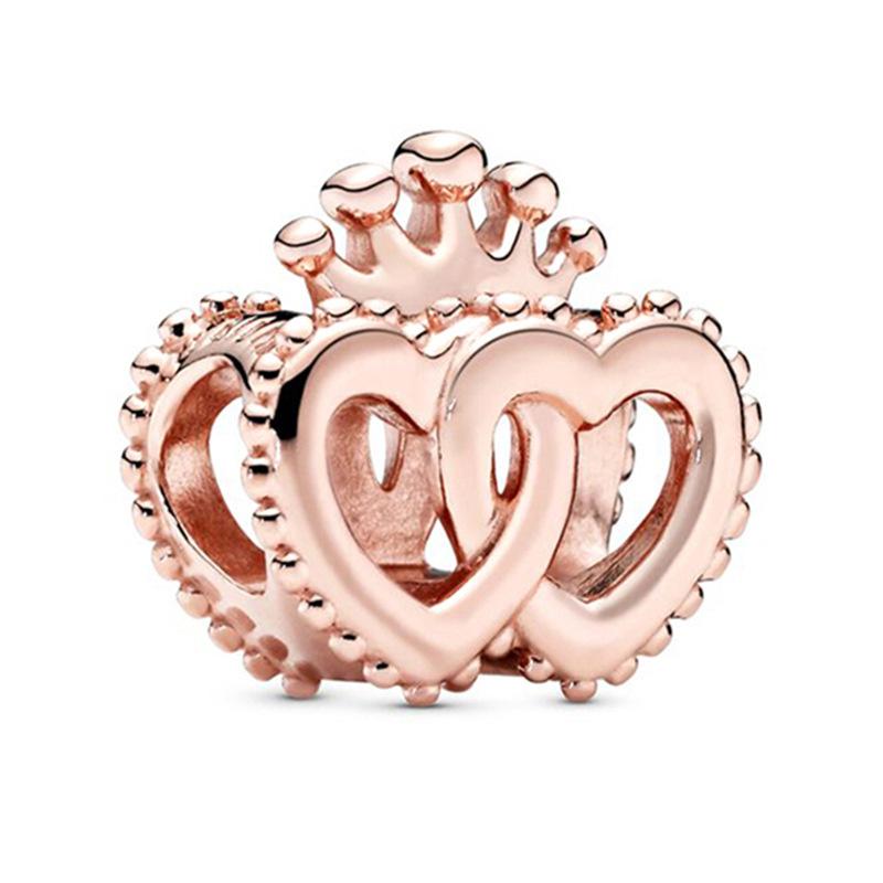 Rose Gold Large Hole Loose Beads Pendant For DIY Pulsera Necklace Accessories Women Fine Jewelry Gifts