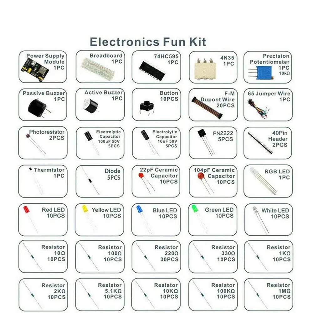 DIY Projektová Startovací Sada Pro Arduino UNO R3 Kit Elektronická DIY Sada Sada Elektronických Součástek S Krabičkou 830 Spojovacích Bodů Nepájivé Pole