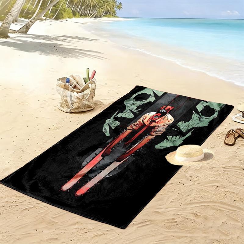 Chainsaw Man Print Beach Towel, Large Soft Quick Dry Towel for Beach Camping Swimming