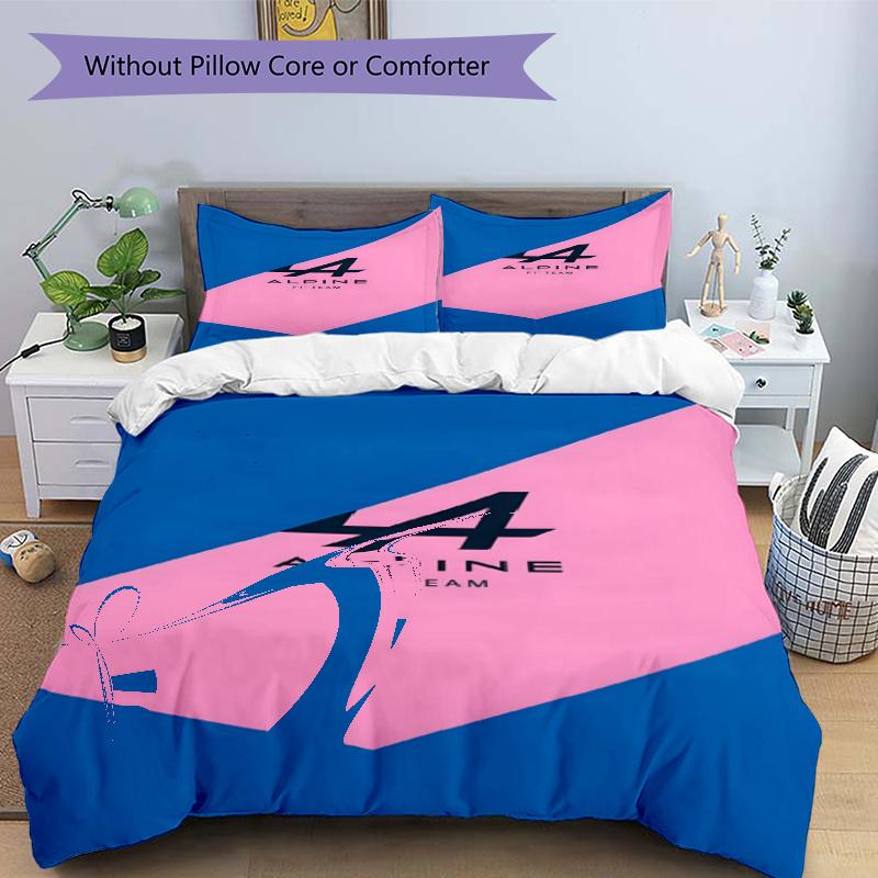 3pcs Duvet Cover Set (1*Duvet Cover + 2*Pillowcase, Without Core), BWT Alpine F1 Racing Team (3) Print Bedding Set, Bedroom Decor, All‑Season, Gift
