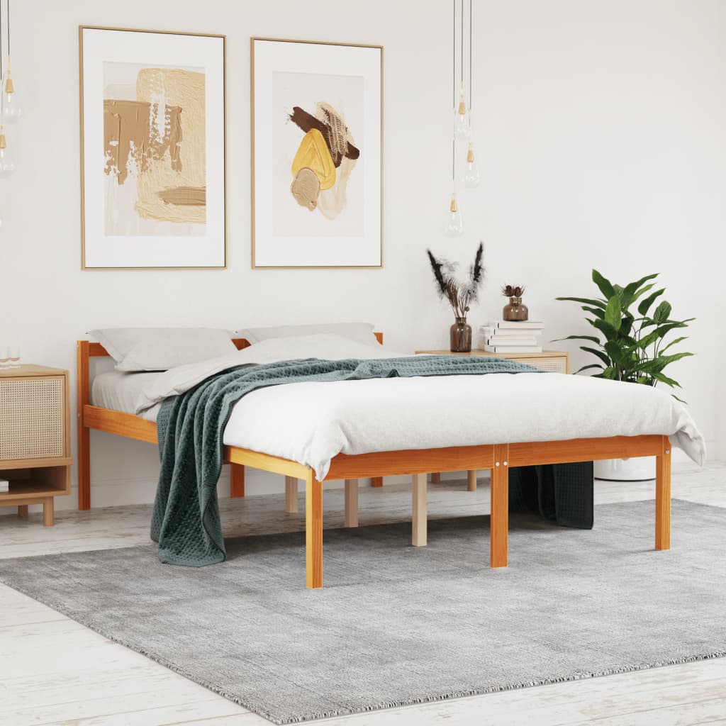 Senior Bed Wax Brown 120 X 190 Cm Solid Pine Wood