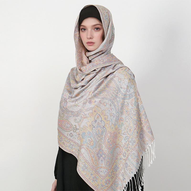 Autumn Cashmere Fringed Shawl Ladies Wrap Warm Autumn And Winter Scarf Design Print Women'S Jacquard