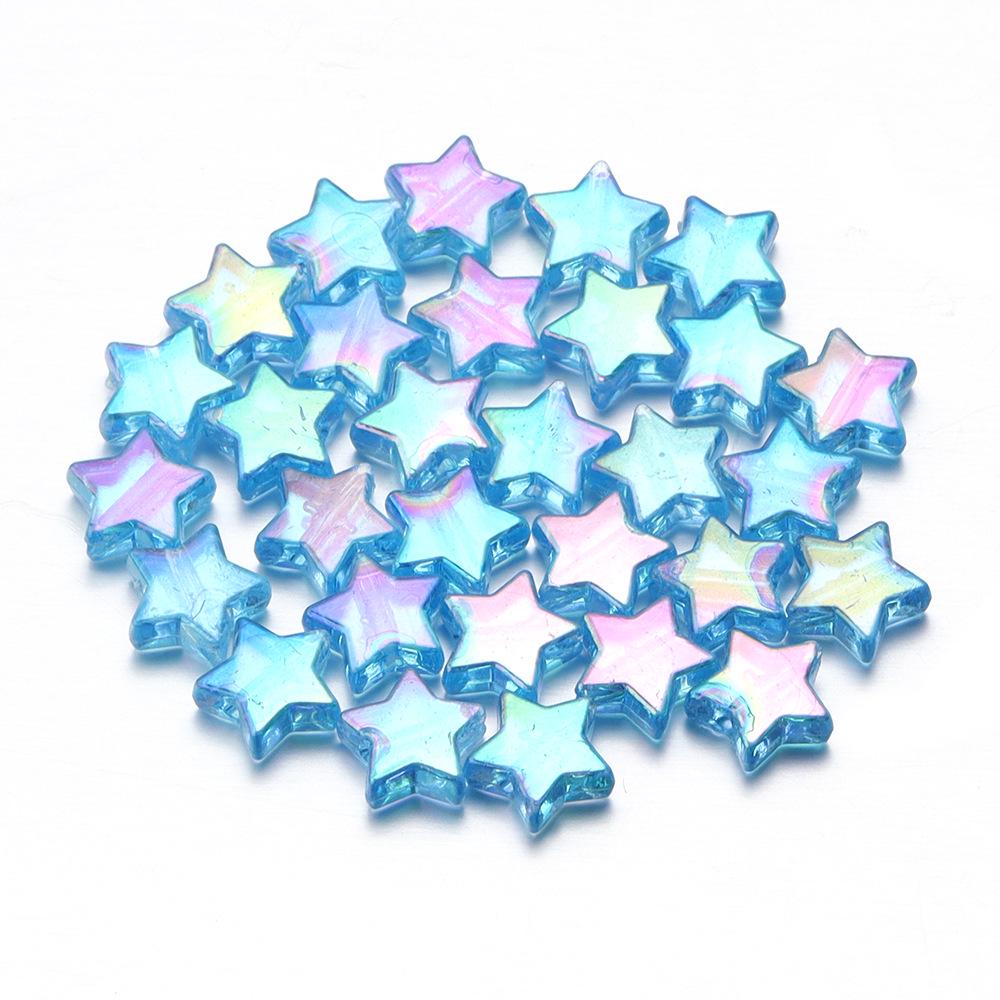 100-Piece Pack: Transparent Acrylic Plated Star Beads for DIY Jewelry Making